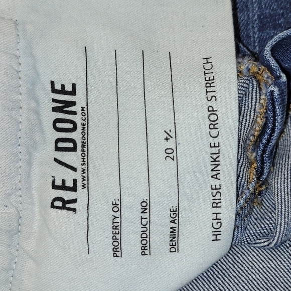 Re/Done Comfort Stretch High Rise Ankle Crip Stretch Jeans In Mid 70s Size 24 - Picture 13 of 14